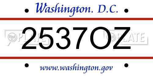 2537OZ District Of Columbia License Plate