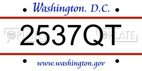 2537QT District Of Columbia License Plate