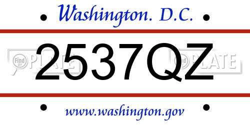 2537QZ District Of Columbia License Plate