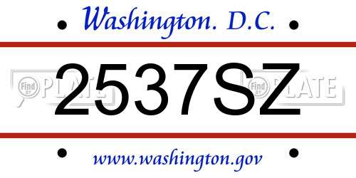 2537SZ District Of Columbia License Plate