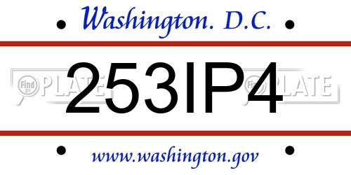 253IP4 District Of Columbia License Plate