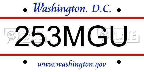 253MGU District Of Columbia License Plate