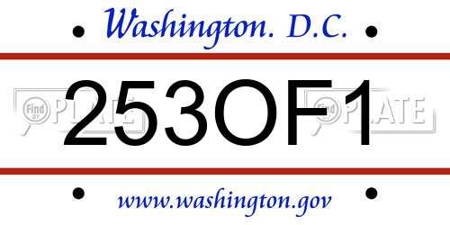 253OF1 District Of Columbia License Plate