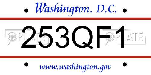 253QF1 District Of Columbia License Plate