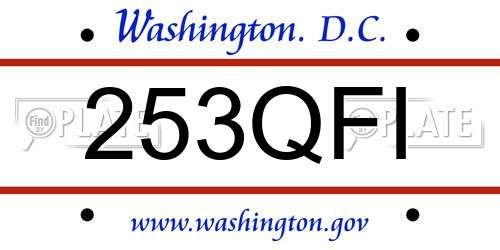 253QFI District Of Columbia License Plate