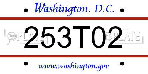 253T02 District Of Columbia License Plate