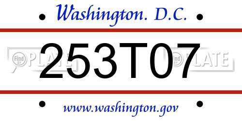 253T07 District Of Columbia License Plate