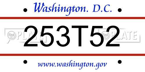 253T52 District Of Columbia License Plate