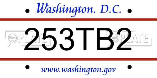 253TB2 District Of Columbia License Plate