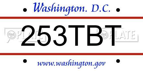 253TBT District Of Columbia License Plate