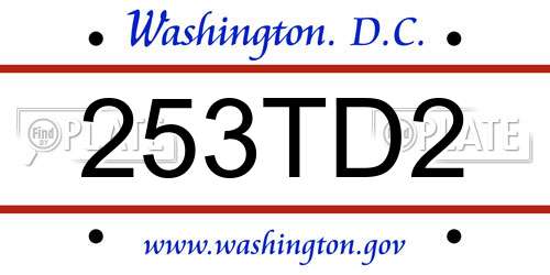 253TD2 District Of Columbia License Plate
