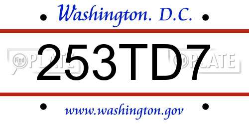 253TD7 District Of Columbia License Plate