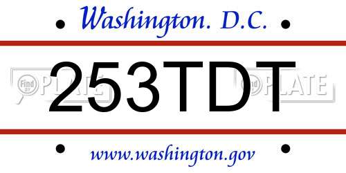 253TDT District Of Columbia License Plate