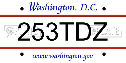 253TDZ District Of Columbia License Plate