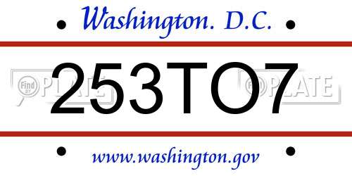 253TO7 District Of Columbia License Plate