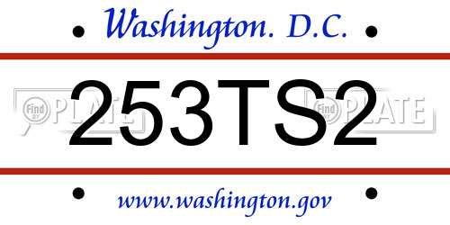 253TS2 District Of Columbia License Plate