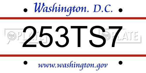 253TS7 District Of Columbia License Plate