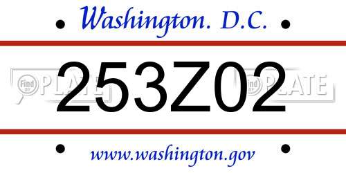 253Z02 District Of Columbia License Plate