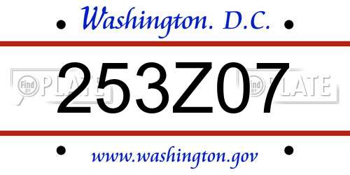 253Z07 District Of Columbia License Plate