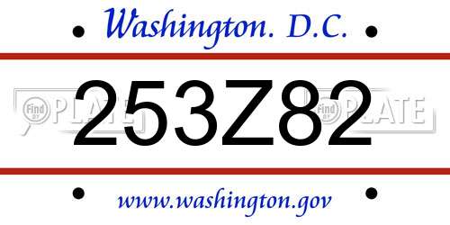 253Z82 District Of Columbia License Plate