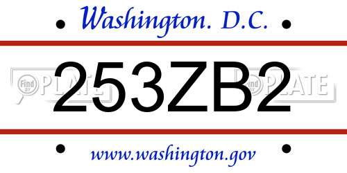 253ZB2 District Of Columbia License Plate