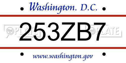 253ZB7 District Of Columbia License Plate