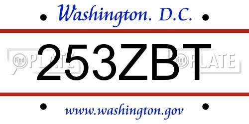 253ZBT District Of Columbia License Plate