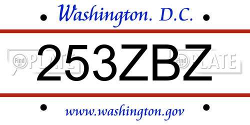 253ZBZ District Of Columbia License Plate