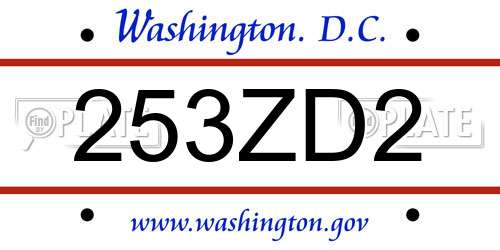 253ZD2 District Of Columbia License Plate
