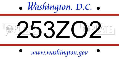 253ZO2 District Of Columbia License Plate
