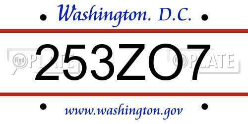 253ZO7 District Of Columbia License Plate