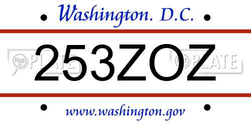 253ZOZ District Of Columbia License Plate