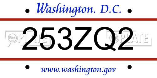 253ZQ2 District Of Columbia License Plate