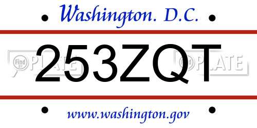 253ZQT District Of Columbia License Plate