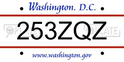 253ZQZ District Of Columbia License Plate