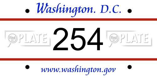 254 District Of Columbia License Plate