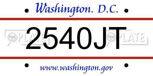 2540JT District Of Columbia License Plate
