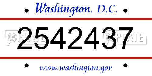 2542437 District Of Columbia License Plate
