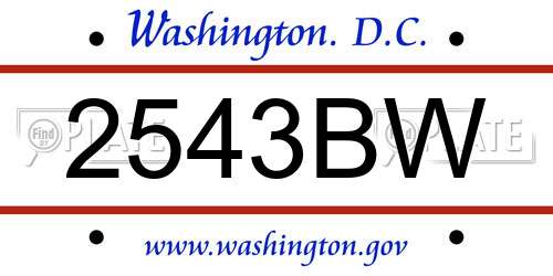 2543BW District Of Columbia License Plate