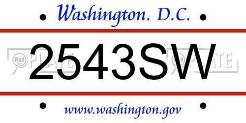 2543SW District Of Columbia License Plate