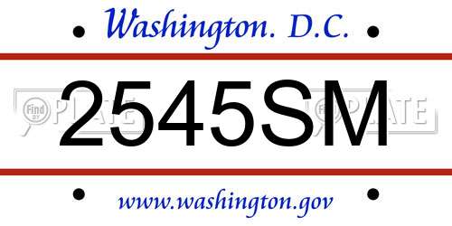 2545SM District Of Columbia License Plate