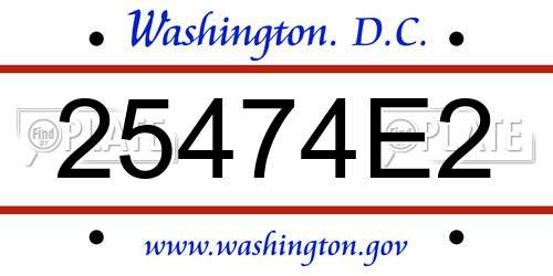 25474E2 District Of Columbia License Plate