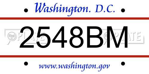 2548BM District Of Columbia License Plate