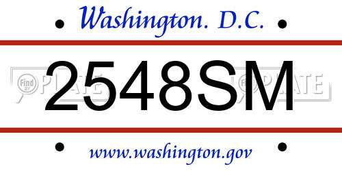 2548SM District Of Columbia License Plate