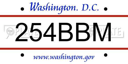 254BBM District Of Columbia License Plate