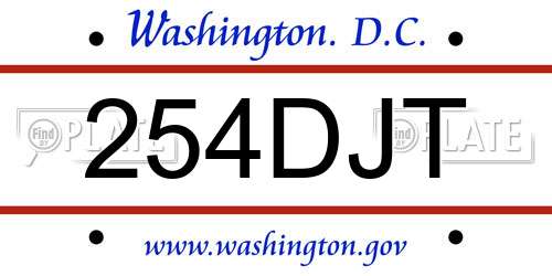 254DJT District Of Columbia License Plate