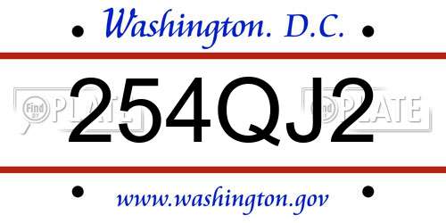 254QJ2 District Of Columbia License Plate