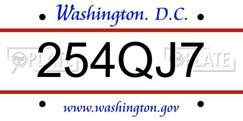 254QJ7 District Of Columbia License Plate