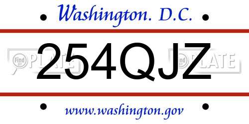 254QJZ District Of Columbia License Plate