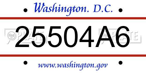 25504A6 District Of Columbia License Plate